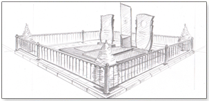 Cream ilustrarea in 3D a monumentului si a locurilor de inmormantare