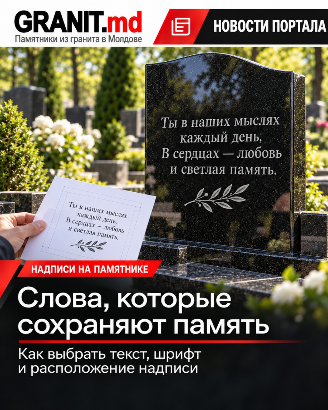 Надписи на памятнике: как выбрать слова, шрифт и расположение текста